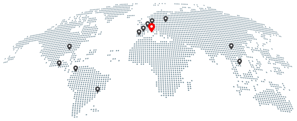 Mapa de sucursales y distribuidores de AIGNEP en el mundo